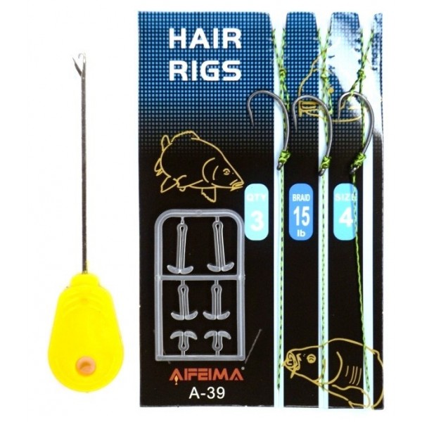 Повідець короповий для монтажів волосяних, Feima A-039, 3шт/уп, тест 8кг, гачок, № 4